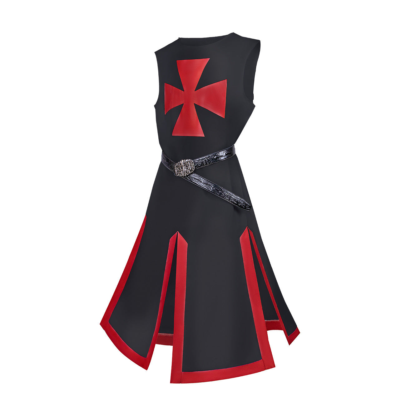 Crusader black and red sleeveless medieval tunic with belt automotive accessory